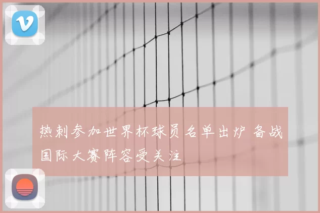 热刺参加世界杯球员名单出炉 备战国际大赛阵容受关注